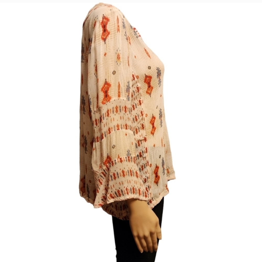 Lucky Brand Semi Sheer Western Blouse Size L - Picture 5 of 14